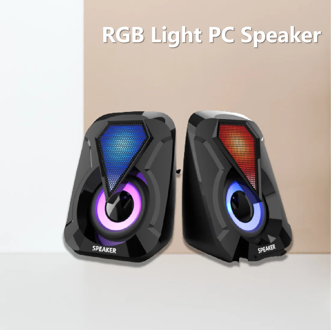 USB 유선 컴퓨터 스피커, 스테레오 하이파이 사운드, USB 2.0 서브우퍼, 다채로운 LED 조명, 노트북 스마트폰 MP3 플레이어용