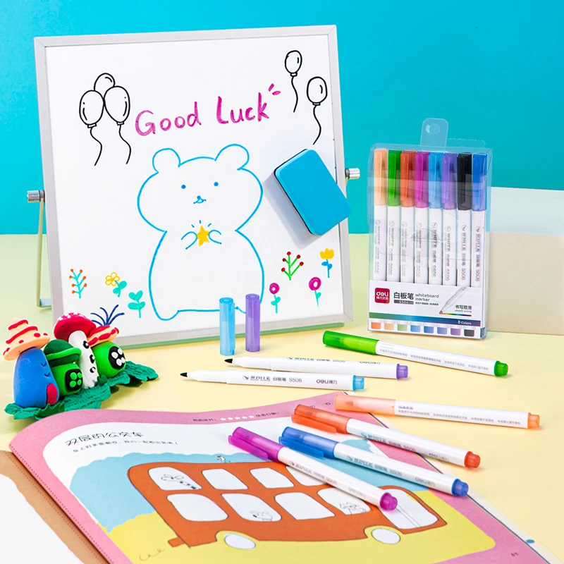 Deli 8 PCS/Lot White Board Pen 8 Colors Dry Erase Marker Office School Stationery S504