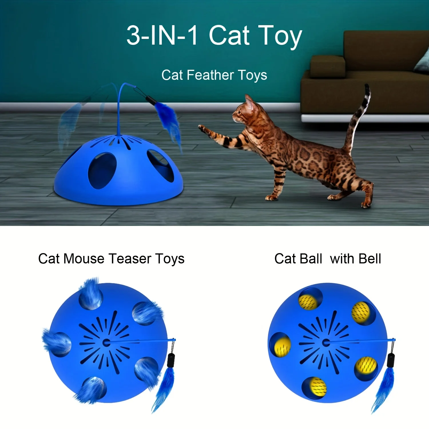 Toys Automatic Kitten Toys, 2 Speed Modes Electronic Cat Toys, Interactive Cat Toys For Indoor Cats With Feather And Bell Ball,
