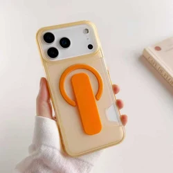 Magnetic Folding Stand Anti - Drop Minimalist Phone Case - iPhone 15 (Orange)