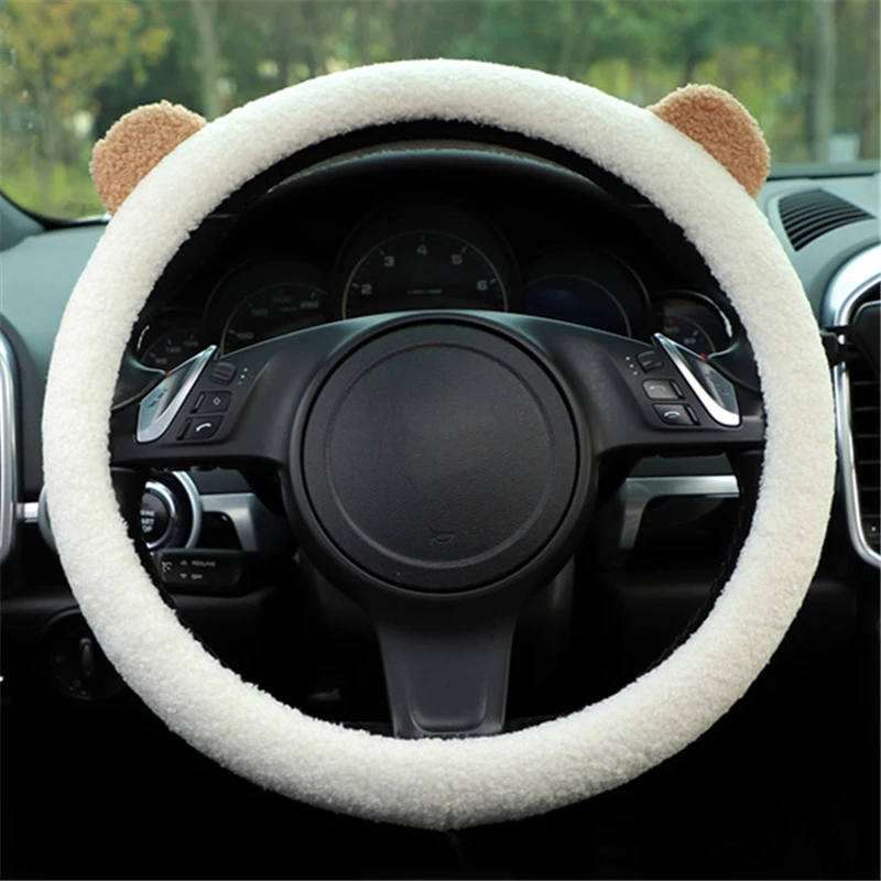 

Cartoon Car Steering Wheel Cover Cute Bear Ears Car Non-slip Handlebar Cover Four Seasons General Auto Supplies Car Accessories