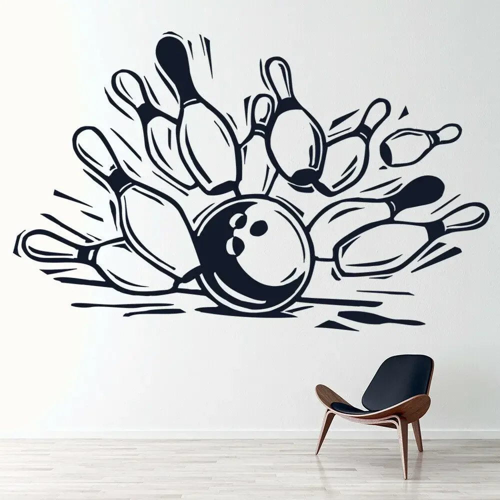 Adesivi Murali Bowling Strike Bowling Motion Bowling Pattern Decalcomania Da Muro In Vinile Camera Da Letto Rimovibile Soggiorno Decor Sticker Z720