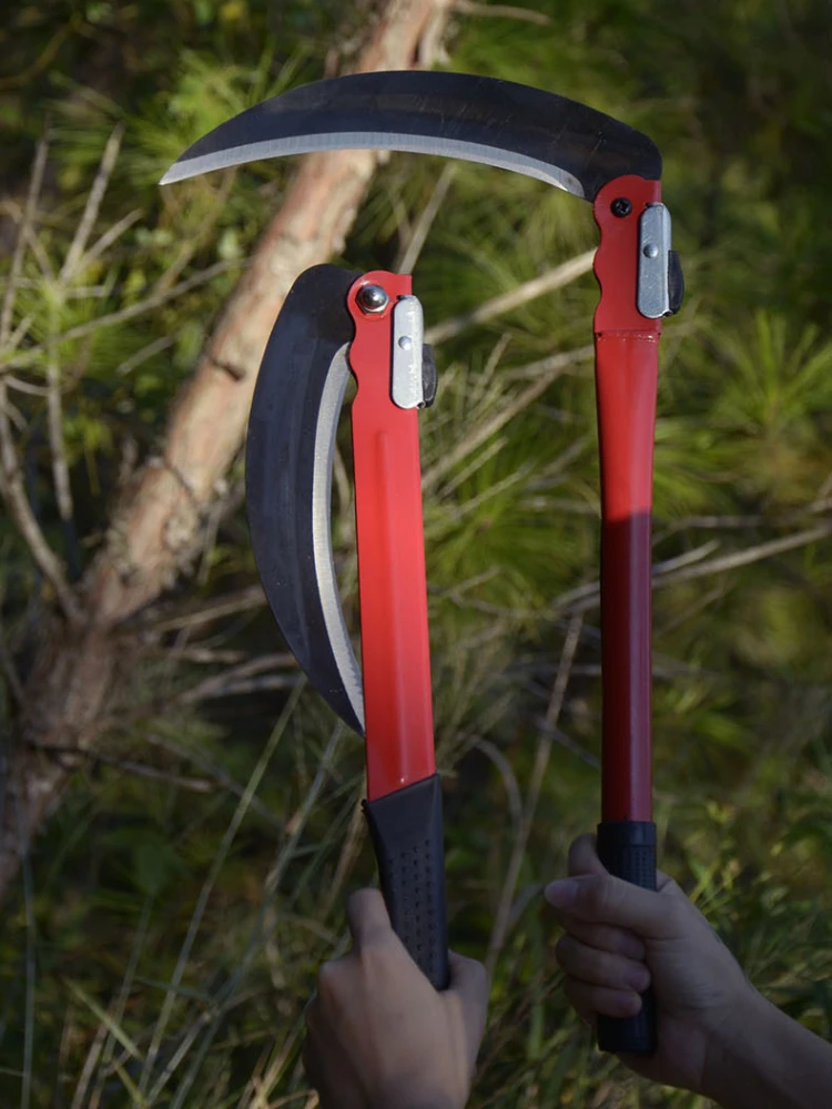 Description Picture 2 of itemAgricultural Folding Sickle Long Handle Folding Scythe Lawn Mower Gardening Grass Weeding Knife with spare blade Garden Tool
