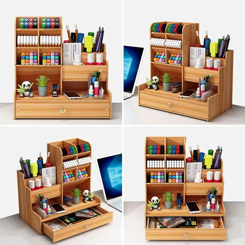 Wooden Desk Organizer Box 3