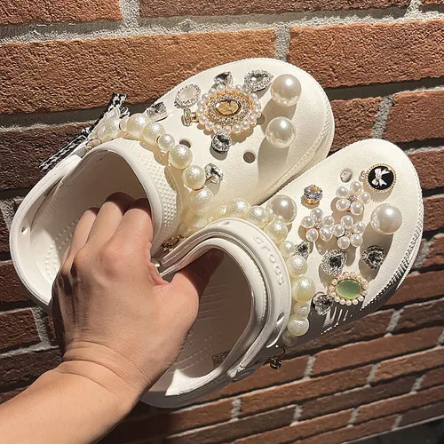 Trendy Rhinestone Croc Charms Designer DIY Quality Women Shoes Charms for JIBS Anime Chain Clogs Buckle Kids boys girls Gifts style 29 ( 23pcs )