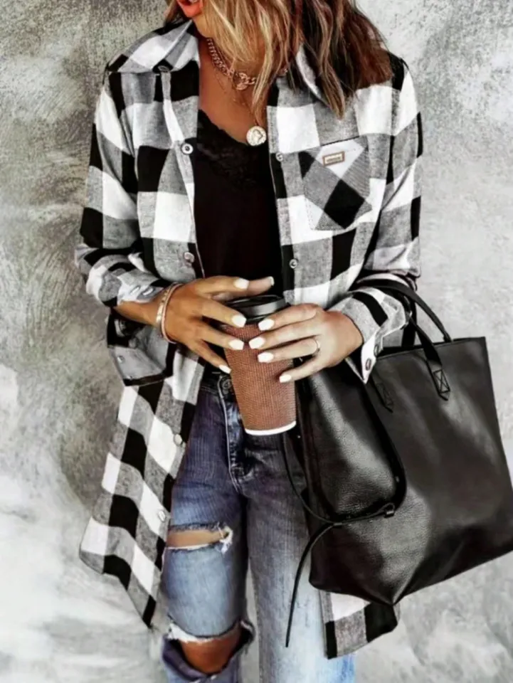 Women's 2024 Fall Fashion Flannel Shirt Jacket