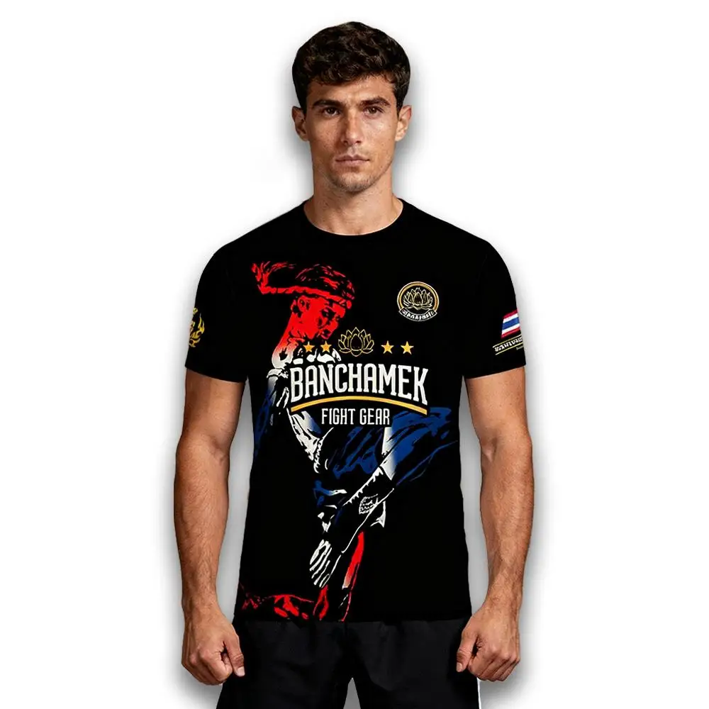 Outdoor-Box- und Kampftrikot Wakaw Muay Thai Training Atmungsaktive, schnell trocknende Uniform Herren- und Damen-Fitness-T-Shirts – Detail 6