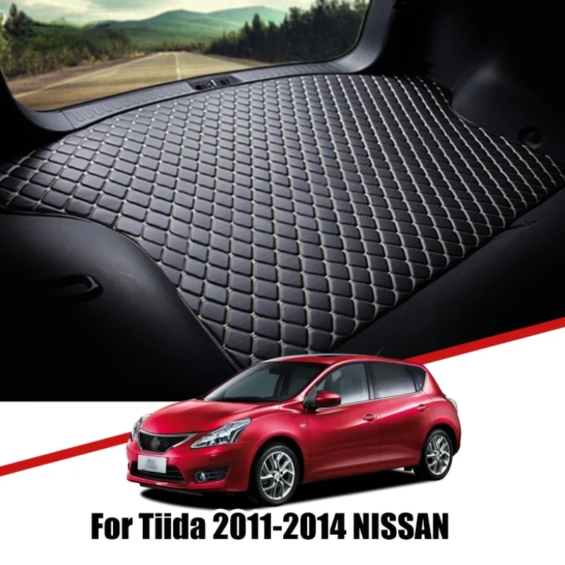 

Custom Car Trunk Leather Mats For Nissan Tiida C12 2011 2012-2014 Waterproof Non-Slip Liner Tray Cargo Accessories Accessories