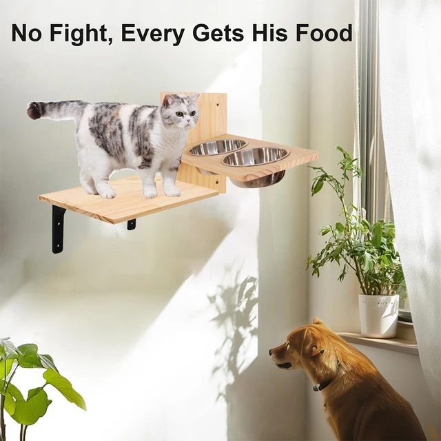 Cat Feeder Cat Shelf For Food Cat Feeding Station Elevated Cat