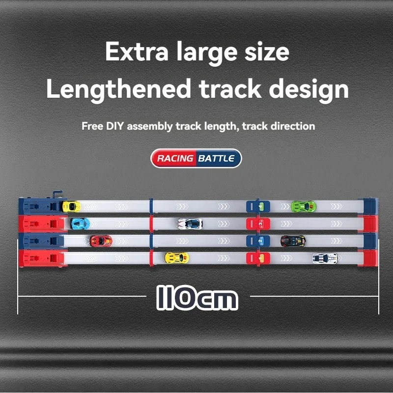 1/2/4 Tracks Mini Car Eject Toy for Boys Portable Rail Race Track Toy 4 Race Diecast Car Carrier Vehicles Set for Kids Boys Gift