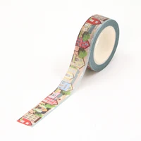 NEW 1PC Decorative Cute Cafe House Building Japanese Paper Washi Tape Craft Journal Adhesive Masking Tape Stationery 1