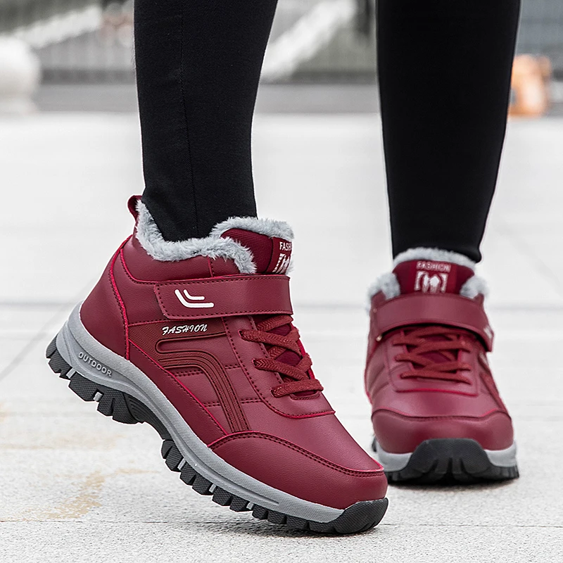 Super Warm Men boots Winter Snow Boots Waterproof Leather Sneakers Women Boots Outdoor Hiking ankle Work Shoes