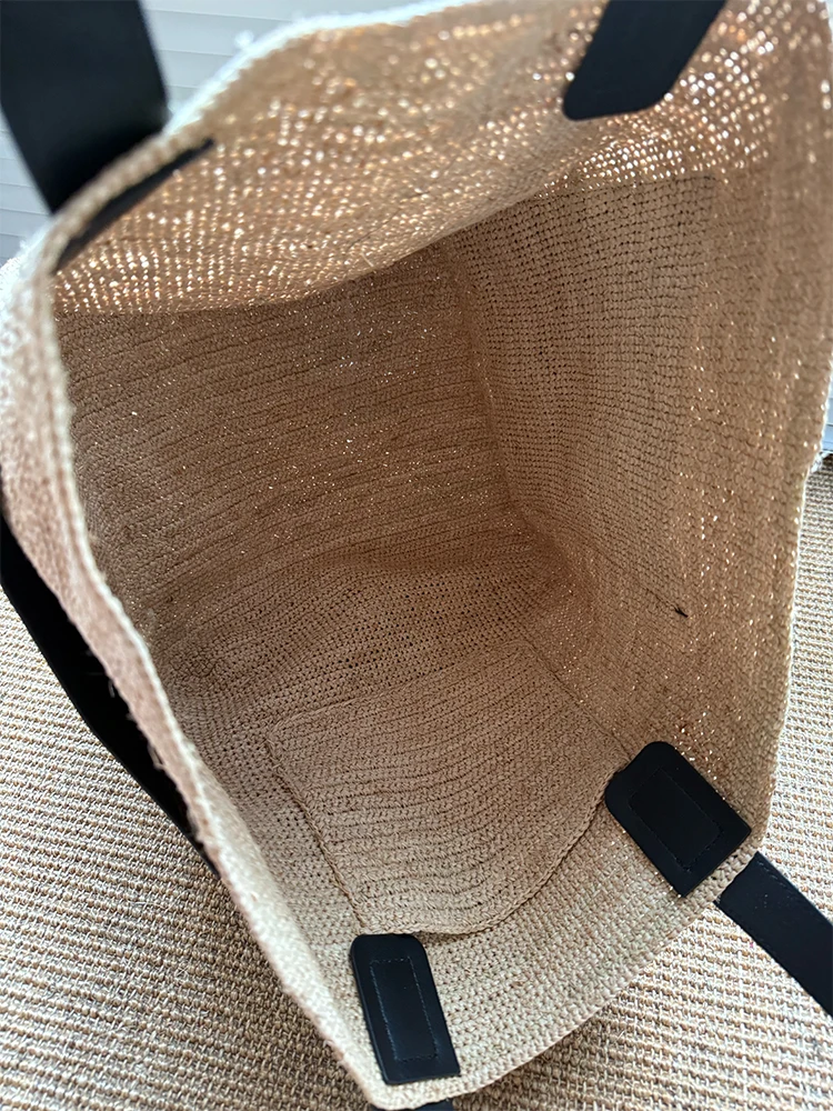 Straw Weave Beach Bag For Women Luxury Designer Handbag Purse 2025 New In Casual Vacation Large Capacity Tote Underarm Shoulder