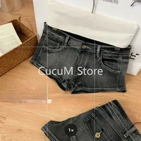 Summer Women Y2k Streetwear Gyaru Harajuku Fashion Grunge Vintage Coquette Low Rise 2000s Jean Shorts Denim Hot Pants Japanese - Image 2