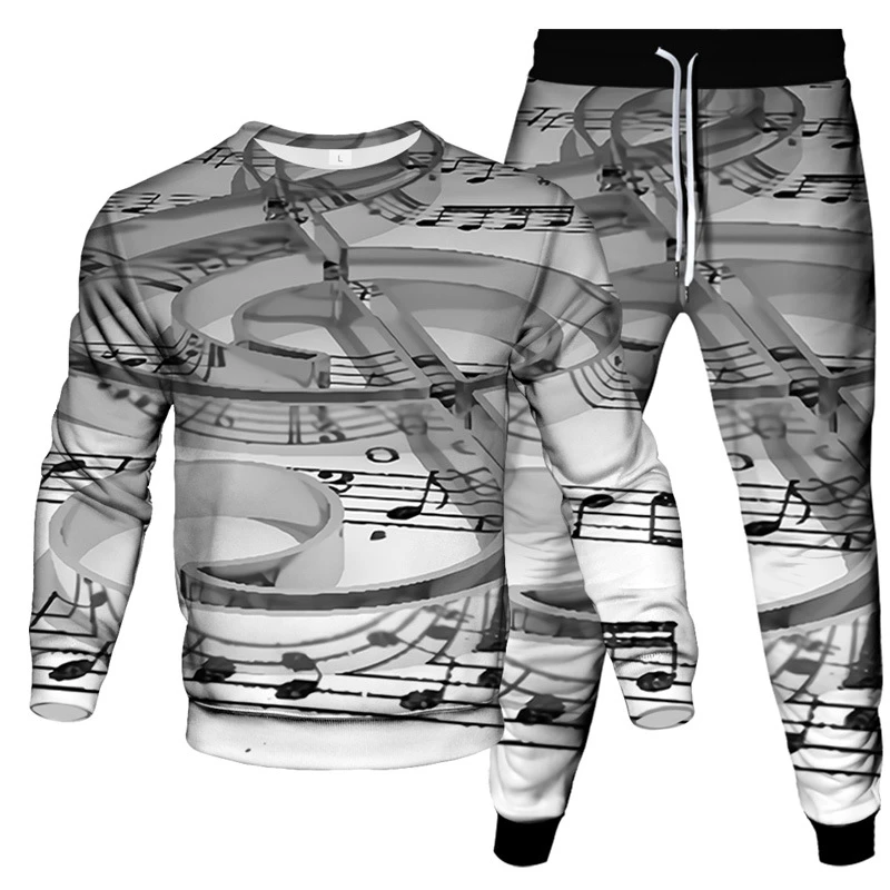 Musical Symbol Piano Violin Fader Audio Mixer Print Men Women Tracksuit Sweatshirt Jogging Pants 2 Piece Set Man Clothing Suit 4