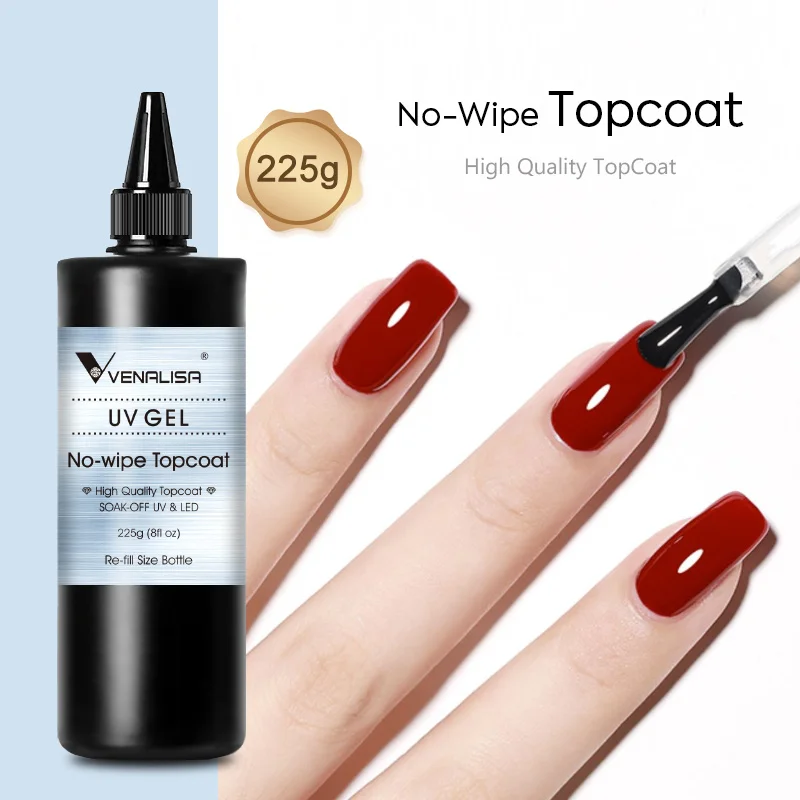 VENALISA Refillment Tempered Top Coat Big Volume Long Wear Glossy NoWipe Anti Yellowing No Burning Top Coat Nail Final Gel 3