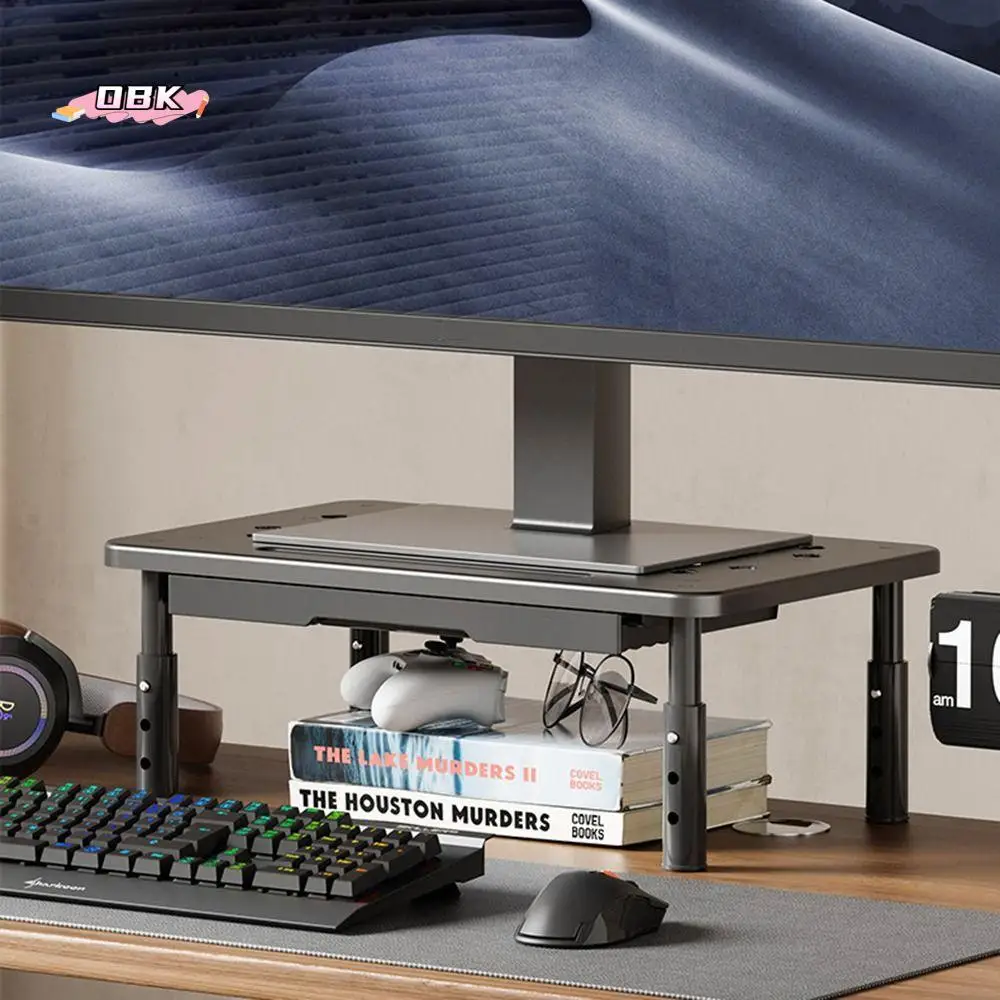 3 Height Adjustable Computer Monitor Riser Steel Construction Airflow ...
