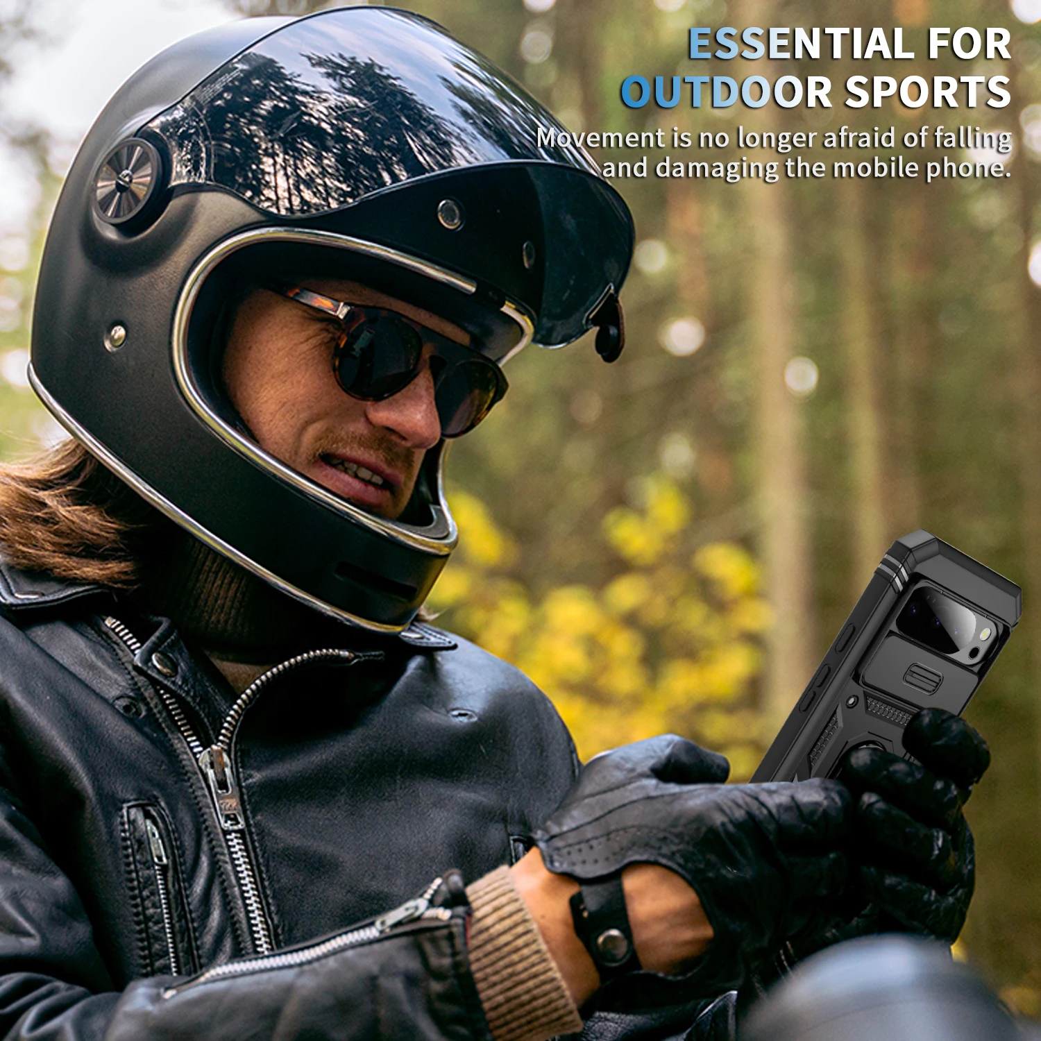 Durable Shockproof Armor Phone Case with Kickstand & Slide Camera Protection
