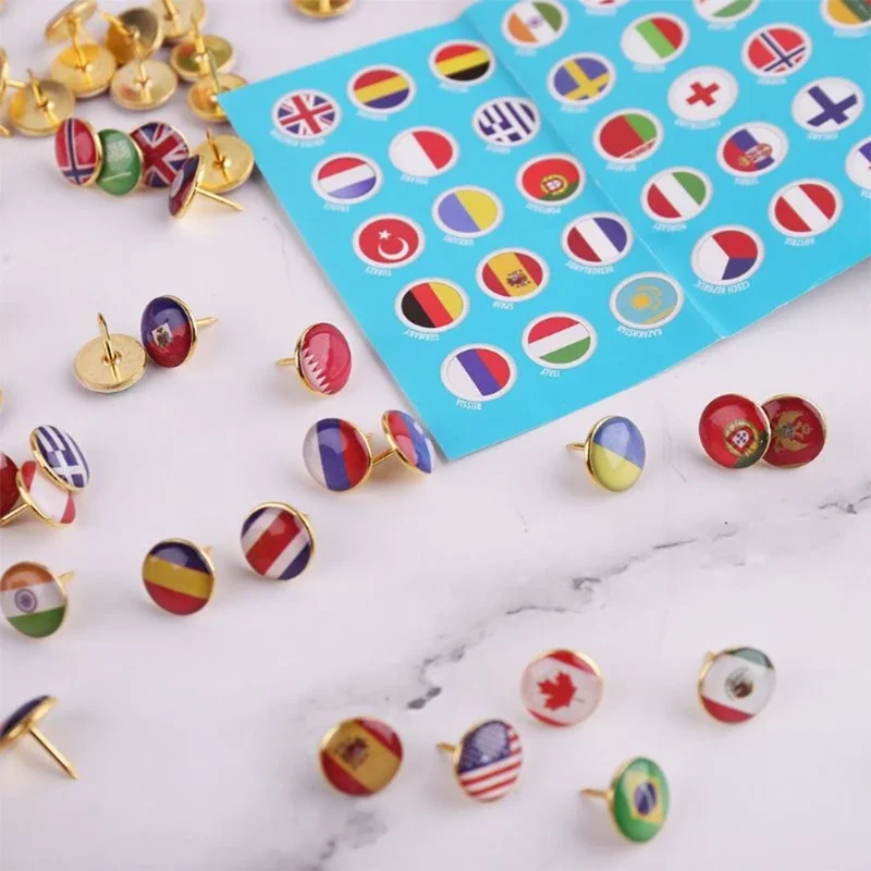 194 Pc Thumb Tacks National Flag For Head For Sharp Steel Point Push Pin Photos push pins