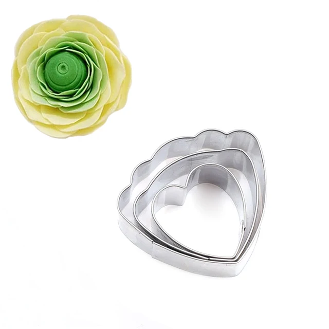 3 Db/Beállított Ranunculus Sziromvágók Set Rozsdamentes Acél Süti Fondant Sütemény Díszítő Szerszámok - Image 2