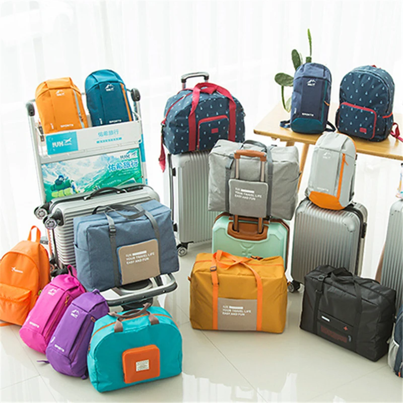 New Packable Carry-On Duffel Bag Women Folding Travel Bag Unisex Luggage Travel Handbag WaterProof Large Capacity