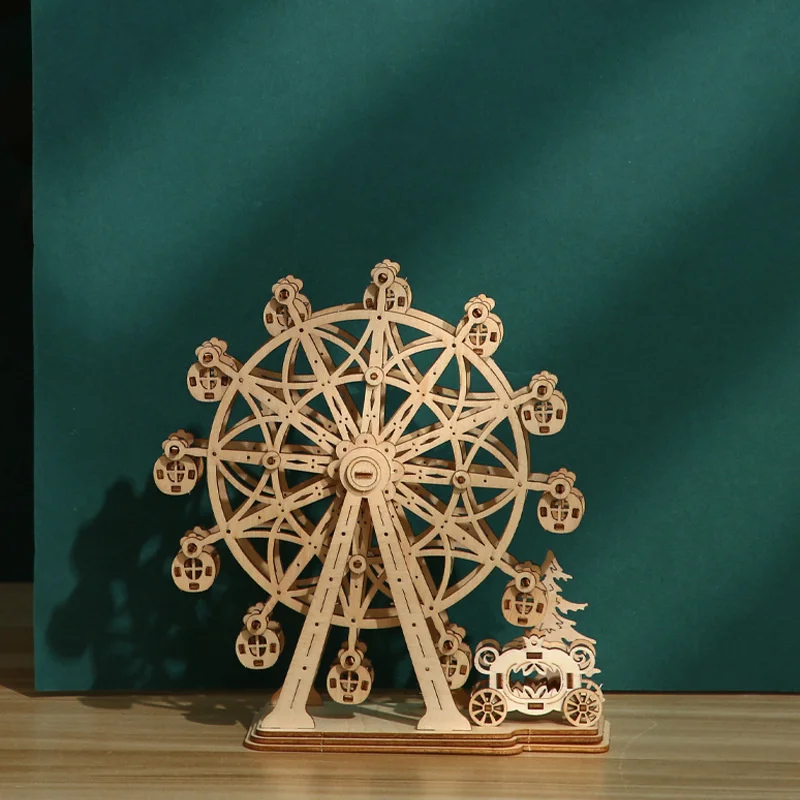 Children's Puzzle Handmade Model Wooden 3D Ferris Wheel Puzzle Creative Educational Toys Puzzle for Adult Children Gifts first corner of the 2023 season at the bahrain grand prix jigsaw puzzle toddler toys adult wooden puzzle