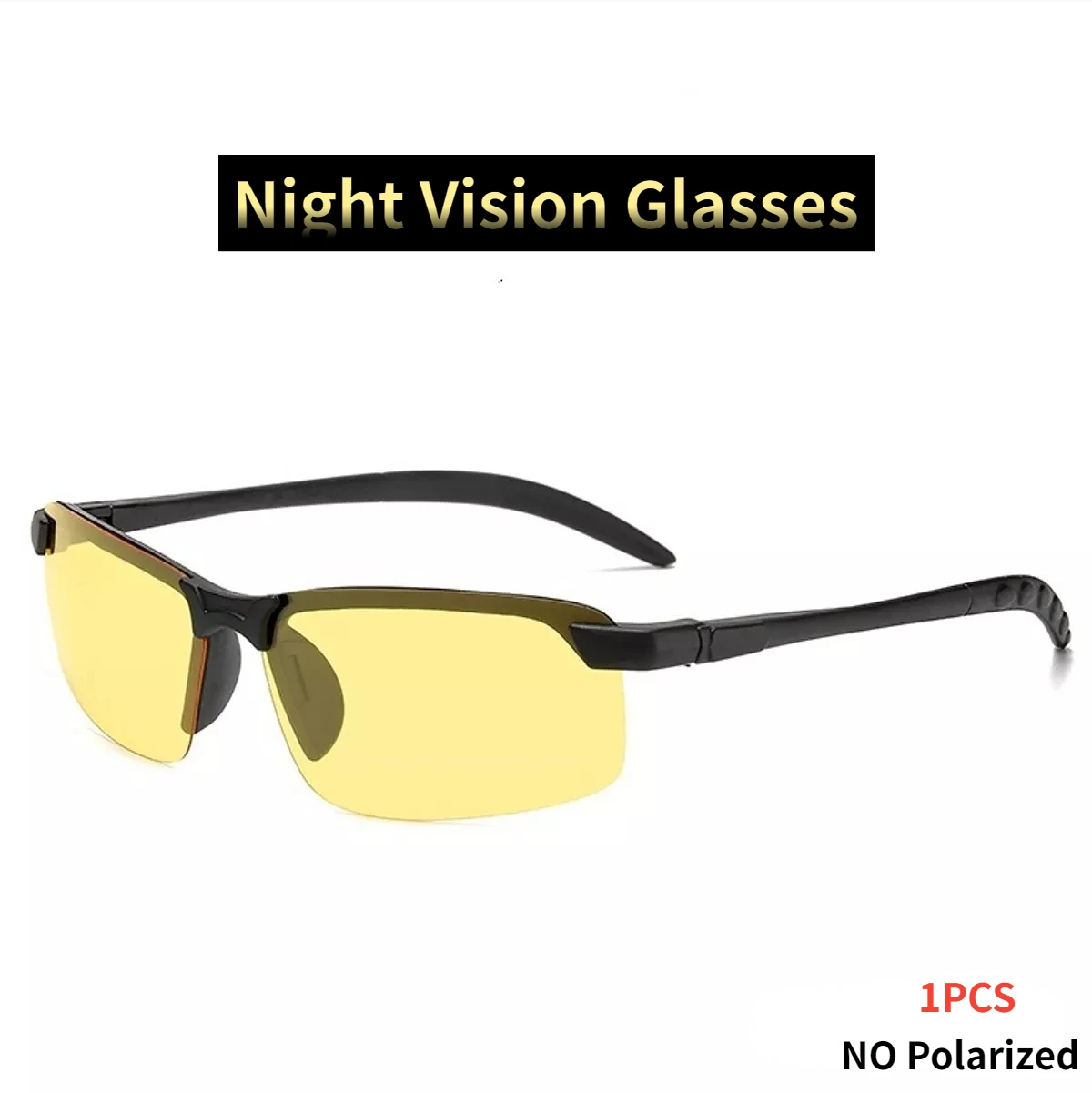 Nachtsichtbrille für Herren, blendfrei, Halbrahmen, polarisierte Sonnenbrille für Fahrer, UV400, 2 Stück, Tag- und Nachtbrille_voghion.com