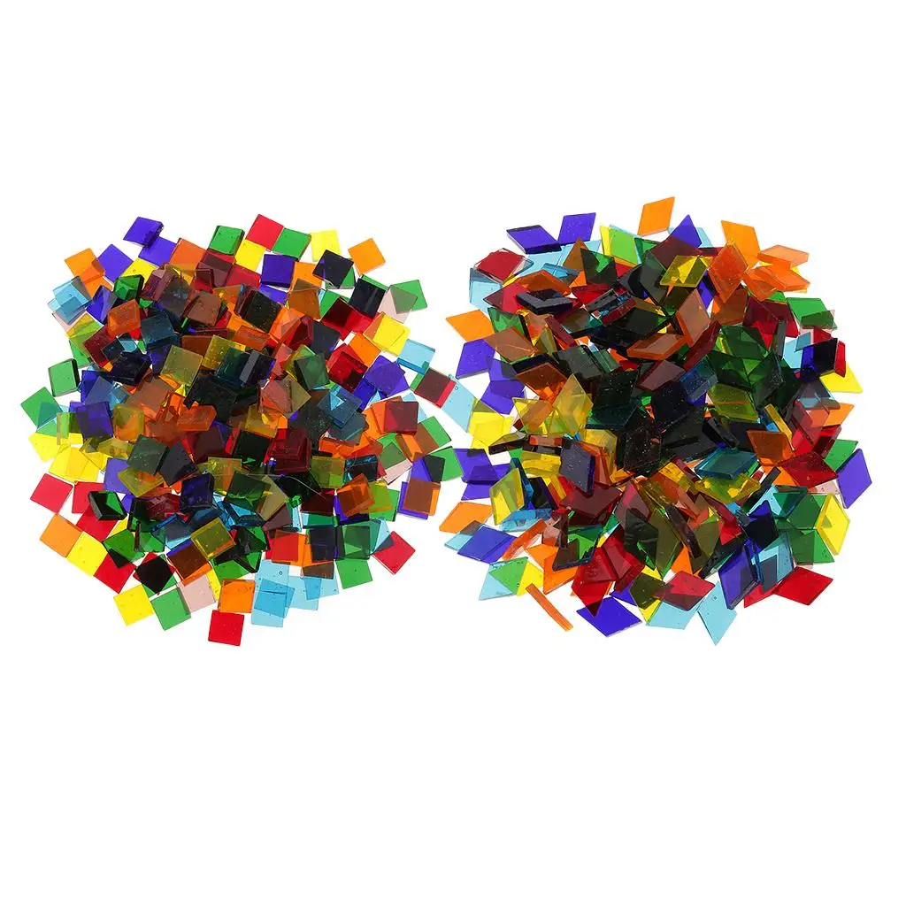320 and Rhombus ShapeS Glass Mosaic Tiles Tessera for Crafts Multi Colors Mixed 10x10mm, 11mm