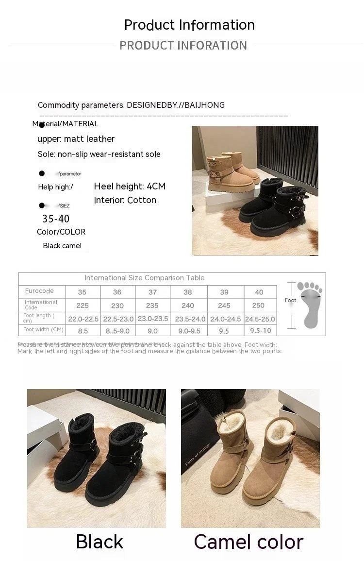 Cizme de zăpadă cu talpă groasă pentru femei, iarna 2023, noi, din pluș și izolație groasă, burete, cizme scurte de zăpadă din bumbac_voghion.com