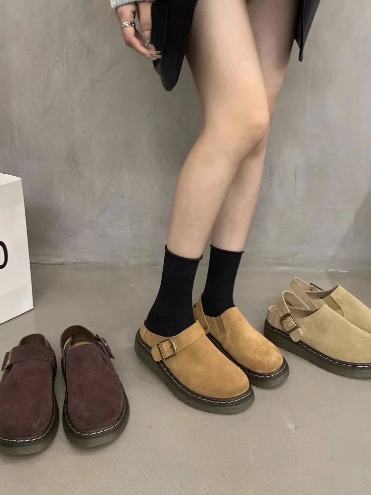 

Тапки женские на плоской подошве, мягкие тапочки с низким закрытием, на платформе, Удобные Повседневные базовые резиновые, в римском стиле ретро, осень 2023