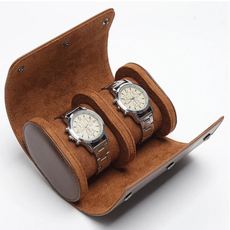 2 Slots Grids Watch Box Roll Travel Case Chic Portable Vintage Leather Display Storage Boxes Gift Watch Case