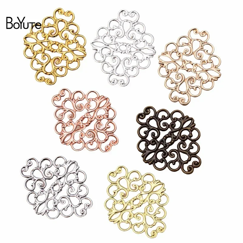 

BoYuTe (50 Pieces/Lot) Metal Brass Stamping 36*30MM Filigree Plate Findings Diy Jewelry Making Materials