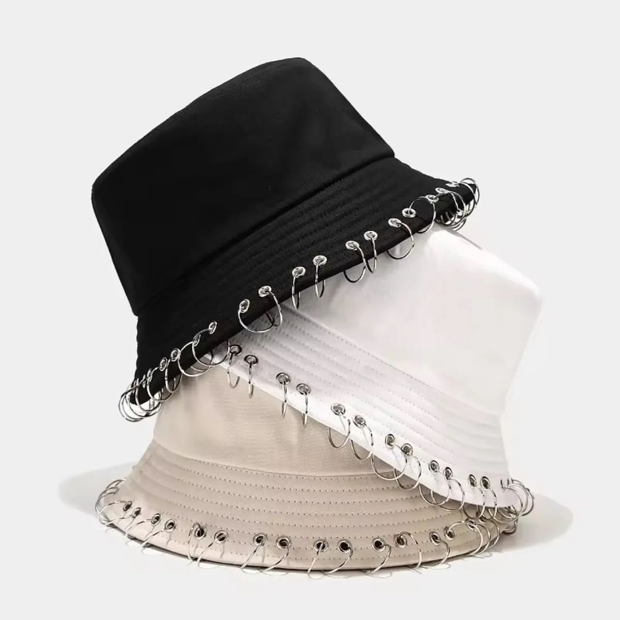 Circular metal fisherman hat for women's street fashion trend antique basin hat