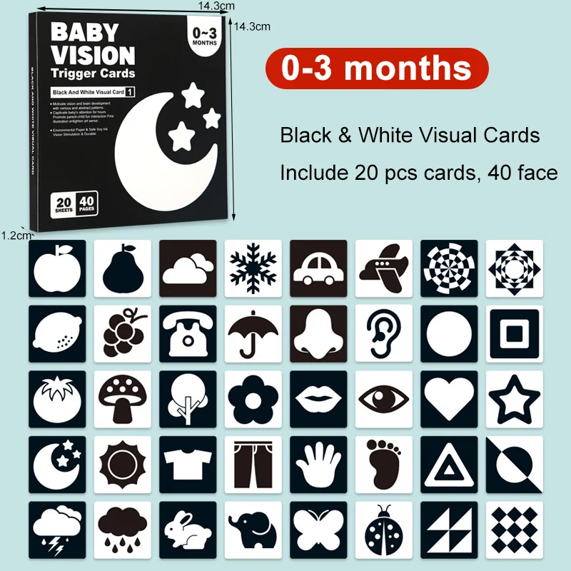 Baby Visual Stimulation Cards Montessori High Contrast Flash Card Infant Gift For Children Cognition Toy Best Sellers In Toys & Games