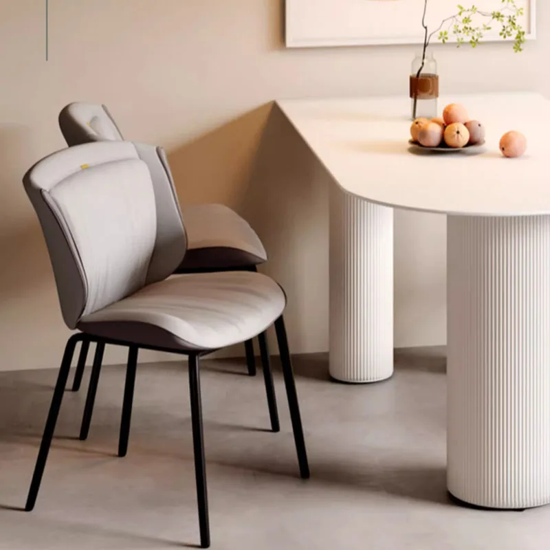 

Luxury Modren Dining Chairs White Metal Legs Mid Century Nordic Living Room Chairs Cushion Ergonomic Chaises Home Furnitures