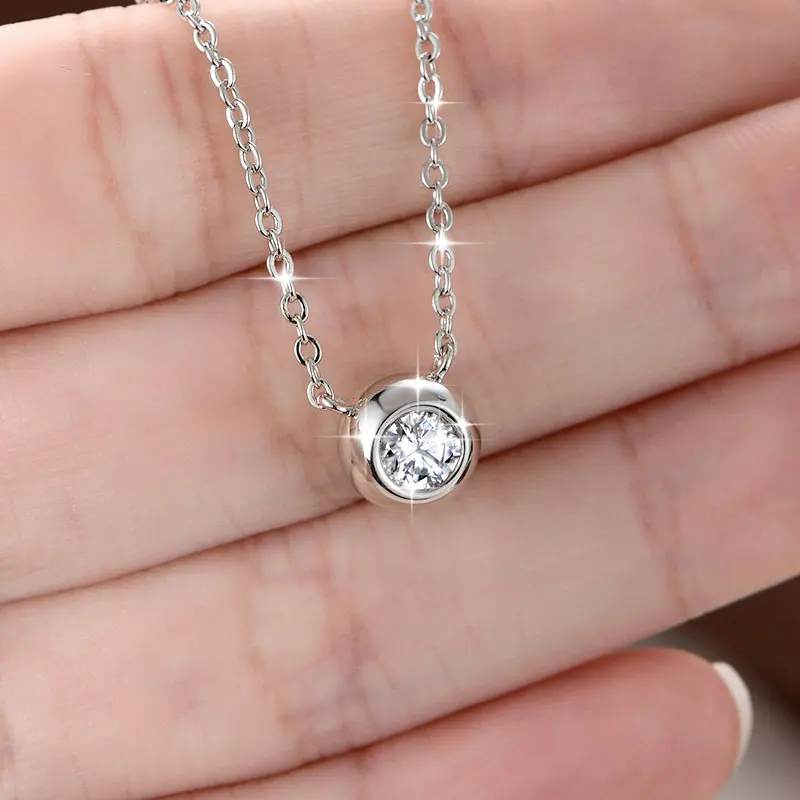 Ehhai GRA-Zertifizierte 5mm Runde Moissanit-Bubble-Anhänger-Halskette für Damen, 14K Vergoldet, Edle Schmuckstücke, Hochzeitsgeschenke – Detail 12