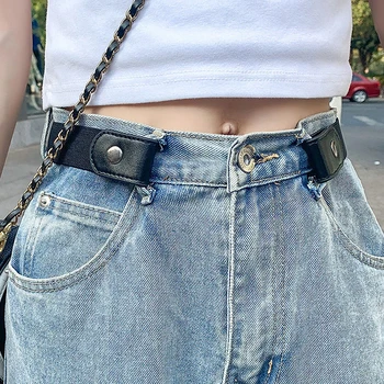Alternative view of New Unisex Buckle-Free Elastic Belt for Jeans Pants Dress Stretch Waist for Adult Women Men No Buckle Without Buckle Free Belts