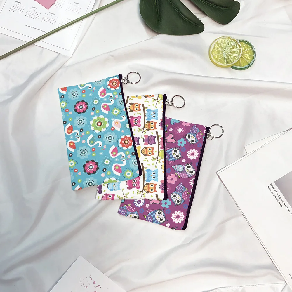 Fashion Owl Pattern Coin Purses Small Fresh Canvas Coin Wallet Lady Girls Earphone Key Money Storage Bag Zipper Pouch