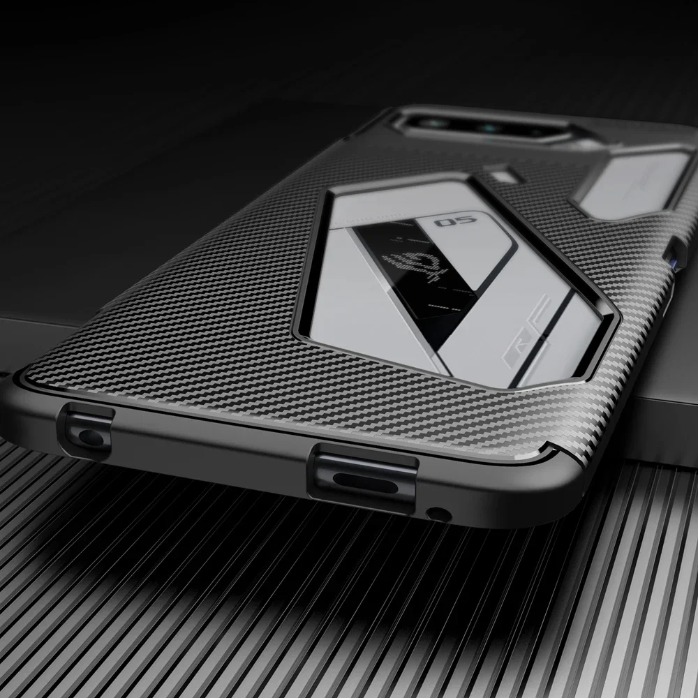 Luxury Carbon Fiber Pattern Shockproof TPU Bumper Case - Premium Back Cover Coque