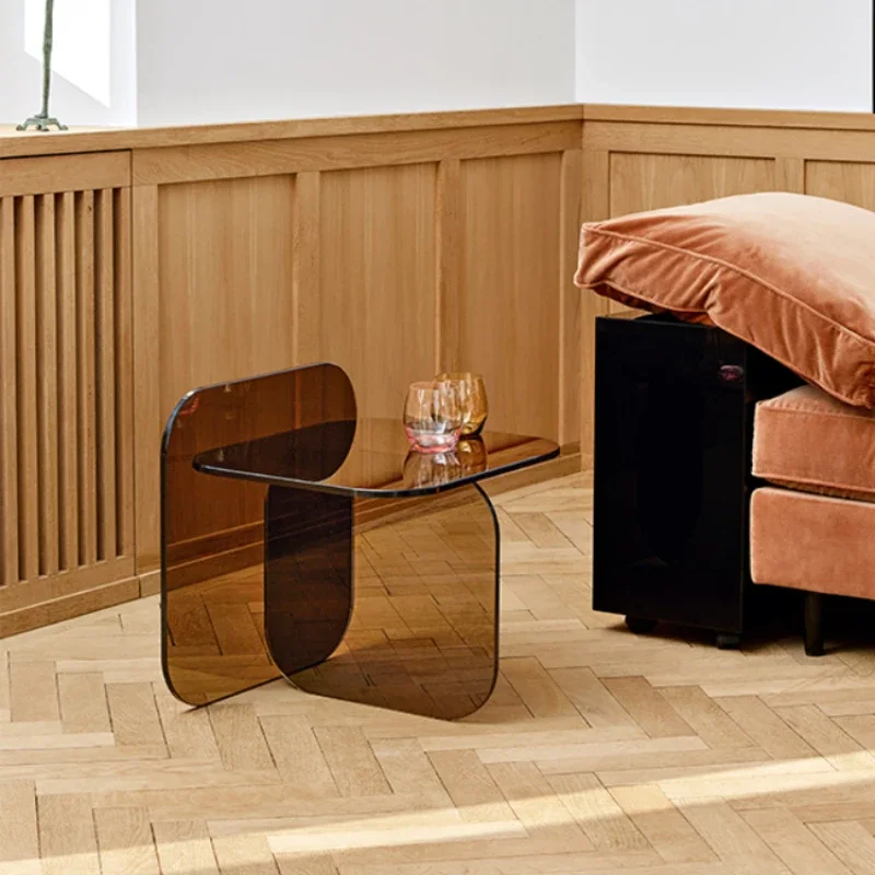 

Nordic Glass Coffee Table Designer Acrylic Plastic Salon Small Corner Living Room Bedside Table Modern Minimalist Furniture