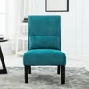 Pisano Teal Blue Fabric Armless Contemporary Accent Chair with Kidney Pillow 3