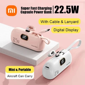 Mini Capsule Portable 30000mAh, alimentation Mobile, batterie externe d’urgence, chargeur rapide pour iPhone Samsung type-c