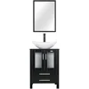 24" Modern Bathroom Vanity Sink Combo Black Stand Cabinet with White Boat Ceramic Vessel Sink & Water Save Faucet & Pop Up Drain 1