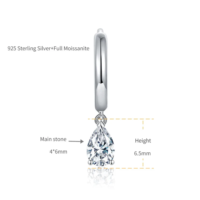 Drop Earrings Dangle Earrings Water Drop 0.5ct Moissanite Plating Yellow Gold S925 Silver Women Engagement Earrings Simple Wedding Jewelry