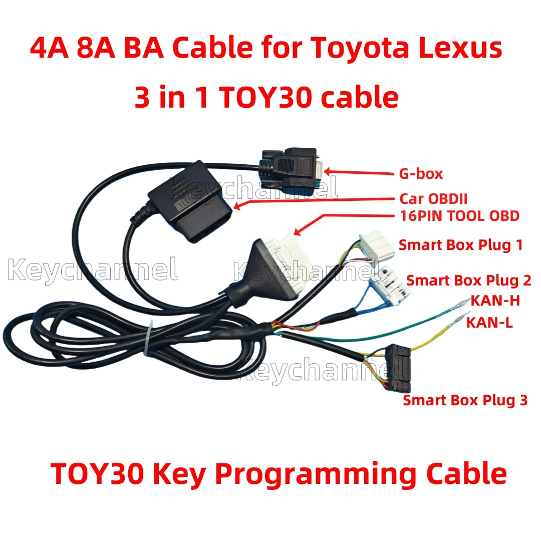 

3 in 1 Toy30 Cable 4A 8A BA Smart Key Program Cable 16pin OBD Cable for Autel OBDSTAR Xhorse Key Tool Plus for All Toyota Lexus