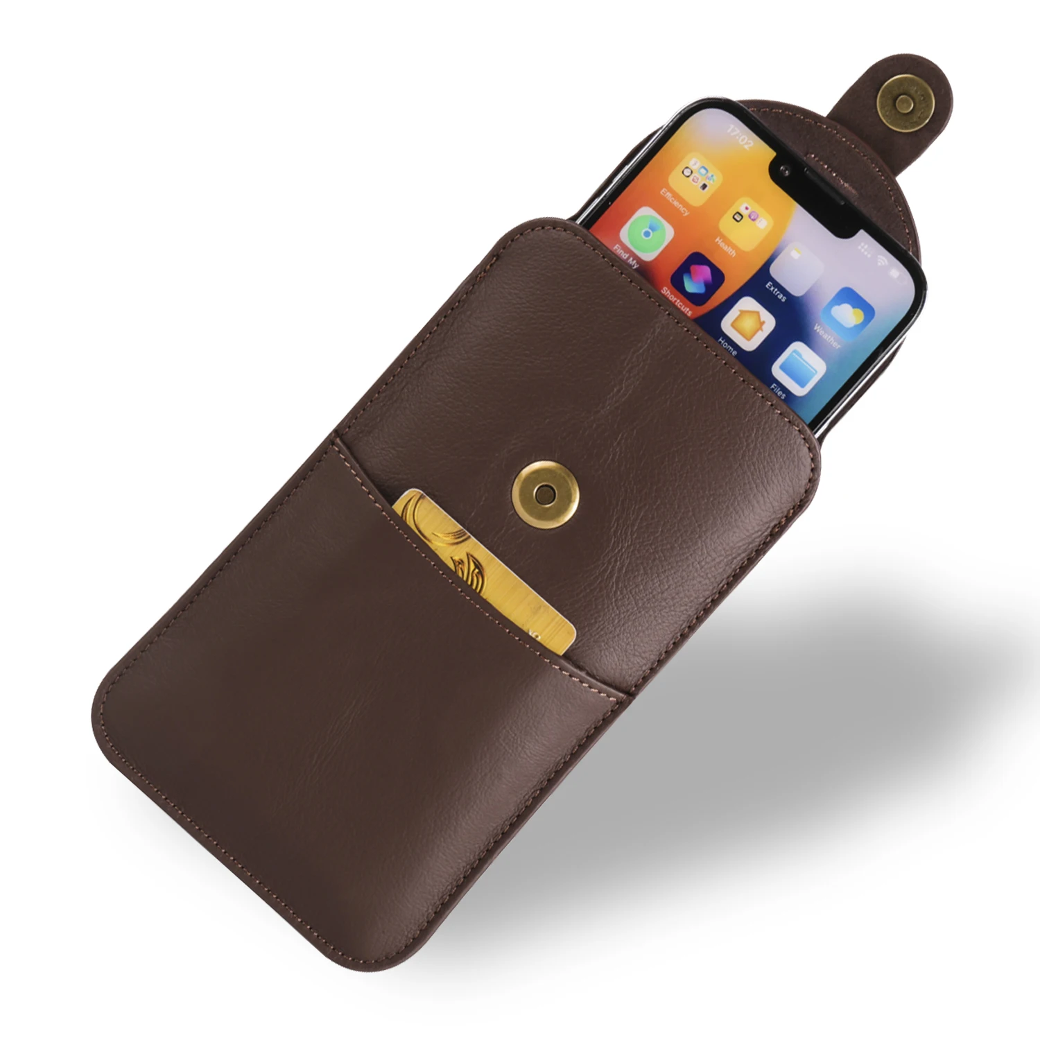 Premium Genuine Leather Belt Clip Phone Case Men's Waist Bag Holster Pouch