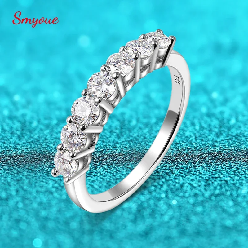 Smyoue 0.7CT 3mm drahokam moissanite kroužky pro ženy S925 stříbro párování grafu svatební diamanty pás stohovatelná prsten bělouš zlato dar