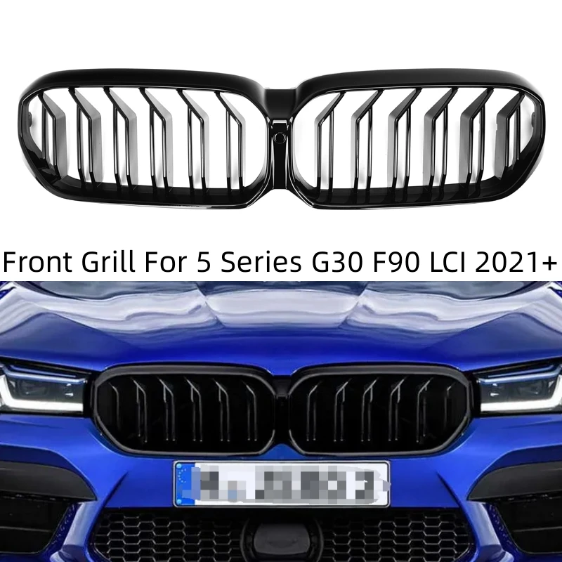Абс глянцевая черная передняя решетка радиатора Facelift гоночные решетки для BMW 5 серии G30 530i 540i 550i F90 M5 2021 2022 2023 аксессуары