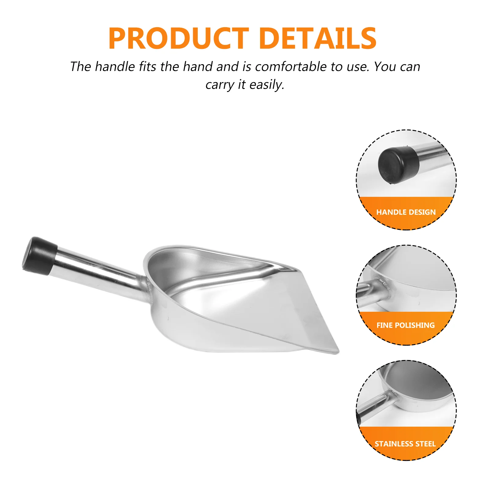 

Stainless Steel Dust Pan Metal Trash Shovel Handle Handheld Dust Pan Wide Scooper