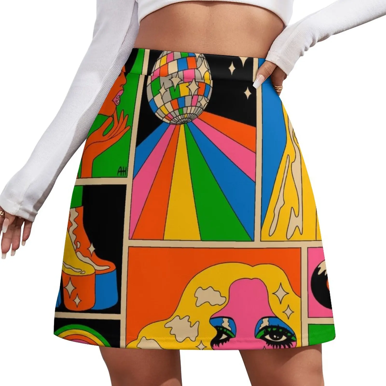 Disco mood Mini Skirt japanese kawaii clothes Summer women's clothing